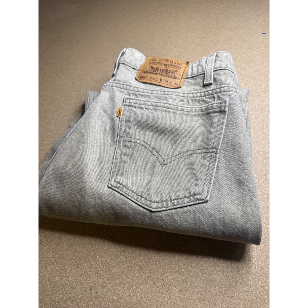 Vintage Levis 550 Orange Tab Grey Relaxed Fit Tapered Leg Jeans Mens 38x30 USA